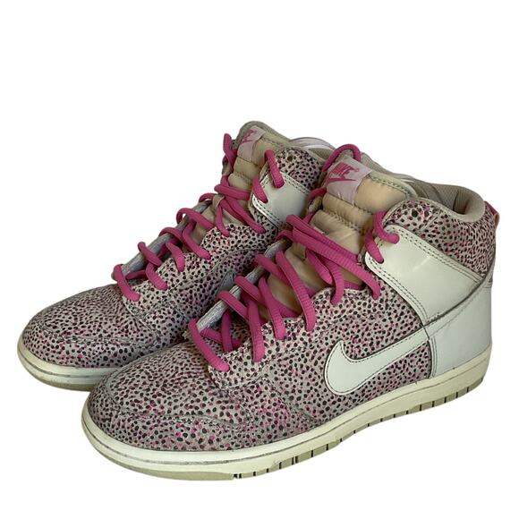 Nike Vintage Y2K Retro Dunk High Premium Pink Leopard Print Sneakers 8.5 - Picture 1 of 10